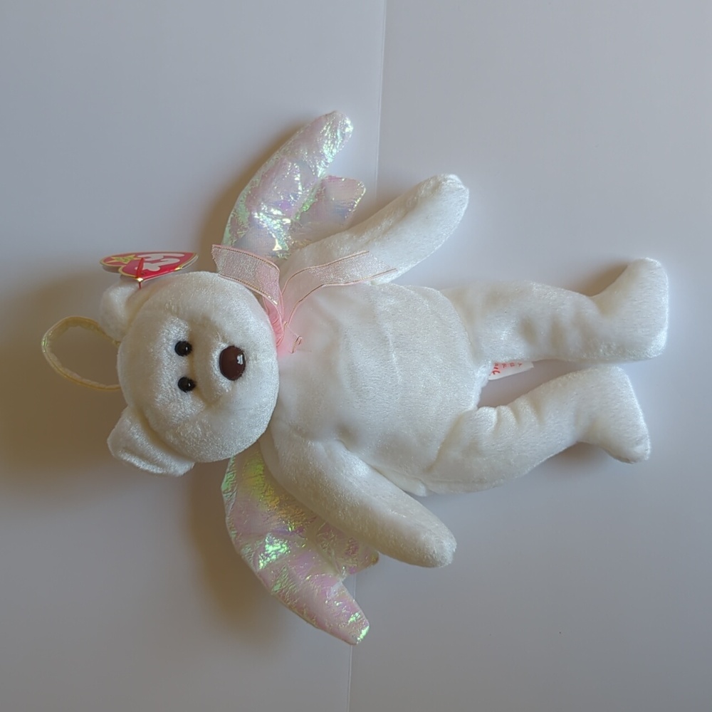 Ty Halo beanie baby Bear 1998 white plush